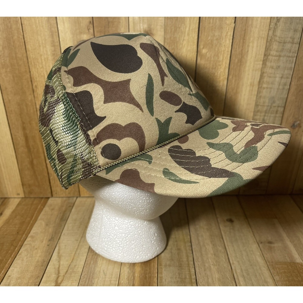 Vintage 90s Brown Snapback Hat Camo KC hats‎ Camouflage Y2K